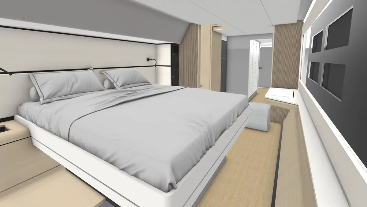 Rendered X51 double cabin toward ensuite